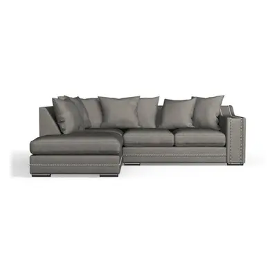 (Left Hand, Seal Grey) Luxury Cruise Corner Sofa- Studded Arms