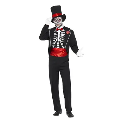 (L, Black/White/Red) Smiffys Mens Day Of The Dead Costume Set