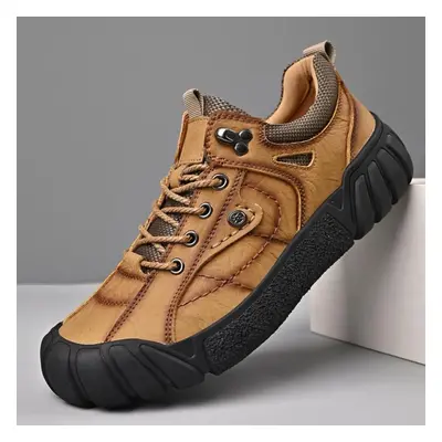 (khaki, 39) Men&apos;s Genuine Leather Outdoor Hiking Shoes