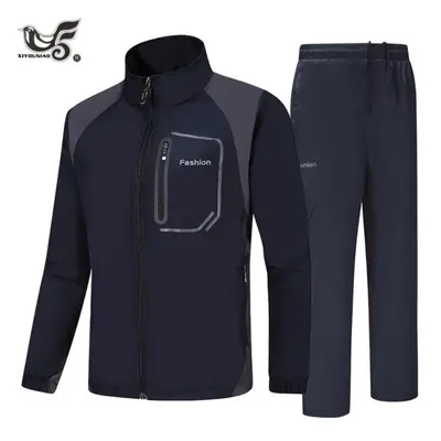 (dark blue, XXXXL) Spring Autumn Men Sportswear Set Outwear Training Casual Men&apos;s Sweatshir