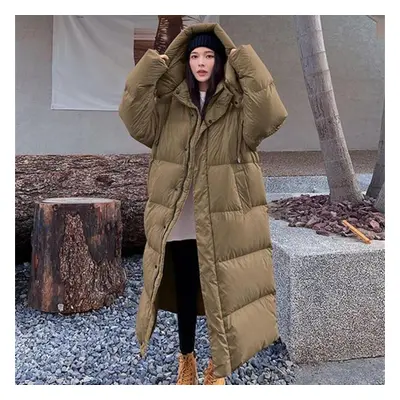 (khaki, XXXL) Warm Winter Pink Hooded Long Parka Chaqueta Thick Windproof Overcoat Casual Snow W