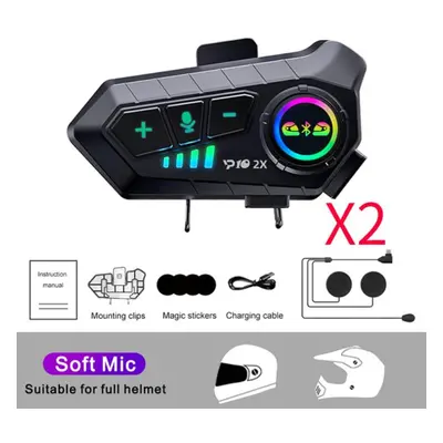 (Soft Mic 2PCS) Yp10 Motorcycle Helmet Intercom Bluetooth 5.3 Headset 300m Intercomunicador Ridi