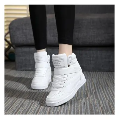 (white, 36) Outdoor Sports Shoes Casual Ankle Boots Increased Wedges High Top Sneakers Plus Size