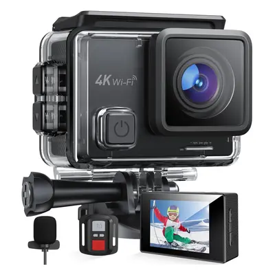 Underwater Camera 131ft Waterproof for Snorkeling, 20MP WiFi EIS Camera for Vlogging, External M