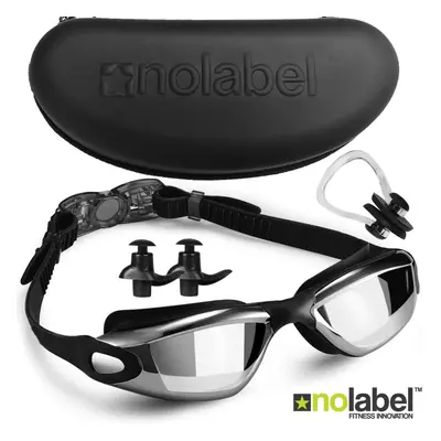 NO LABEL Black Swimming Goggles - Anti Fog Swim Goggles With UV Protection - Easy Clip Swimming 