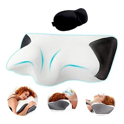 Infused with Cooling Charcoal Memory Foam Pillow, Orthopedic Pillow, Pillows for Neck Pain, Side