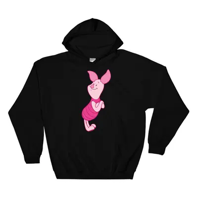 (4X-Large, Black) Piglet Alone Black Men Women Unisex Hooded Sweatshirt Hoodie