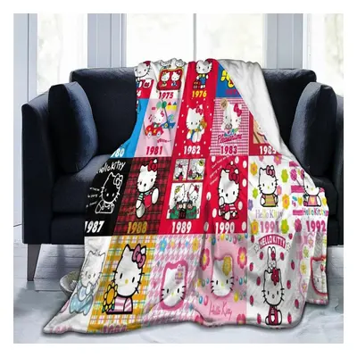 (150CM X 200CM) Vintage Hello Kitty Luury Super Soft Warm Reversible Blanket Throw with Plush Ve