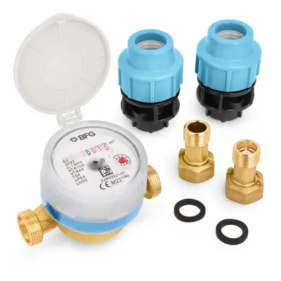 WRAS Certificate Water Meter with Non-Return Brass Fittings 1/2" BSP Male and MDPE/PE 1/2" BSP t