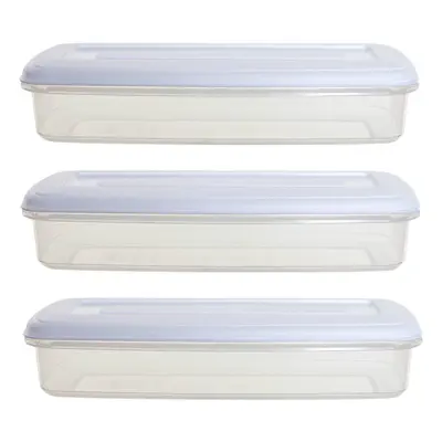 Whitefurze Oblong Plastic Food Tub Bacon Storage Box With Lid 1L 29cm x 12cm