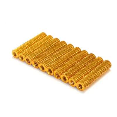 (Gold) M3AS17 50Pcs M3 25mm Knurled Standoff Aluminum Alloy Anodized Spacer