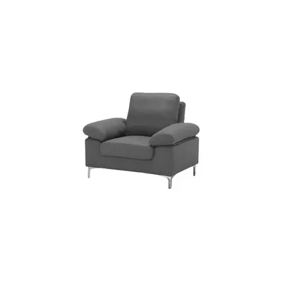 Modern Grey Fabric One Seater Sofa with Chrome Feet - Comfortable Couch with Cushion for Living 