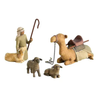 Willow Tree Hand Painted Sculpted Figures, Nativity Sets Shepherd & Stable Animals, 4/piece Holi