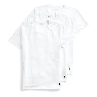 POLO Big Ralph Lauren Men's Classic Fit Cotton Crew Undershirt 3-Pack White/Cruise Navy 4X Tall