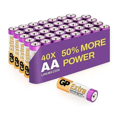 AA Batteries Pack of 40-1.5V / Mignon / LR06 / MN1500/ AM3 by GP Batteries AA Extra Alkaline Bat