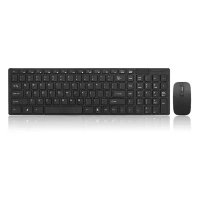 (Black) Ultra Thin 2.4GHz Wireless Keys Keyboard and 1000DPI Mouse Combo Set With Keyboard Cover