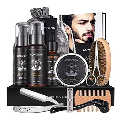 Beard Grooming Kit for Men?Comozon Beard Growth Kit with Beard Roller?12 in Men Beard Care Kit w