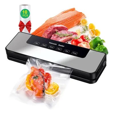 (Black) Food Vacuum Sealer, KPA Strong Suction, 30MM Extended Seal Food Sealer for Fresh Preserv