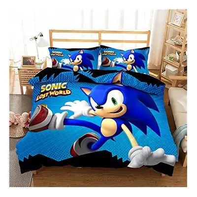 Fgolphd Sonic Bed Linen Set, Cartoon Anime Bed Linen, 3D Print with Duvet Covers, Pillowcases fo