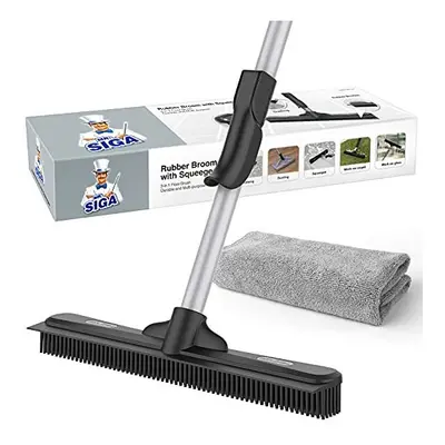 MR.SIGA Pet Hair Removal Rubber Broom with Built in Squeegee, in Floor Brush for Carpet, inch Ad