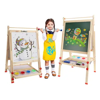 Dripex Children's Wooden Art Easel: Double-Sided Magnetic Board