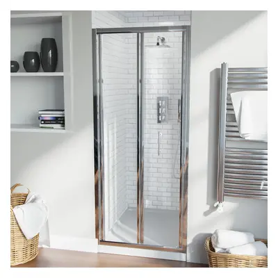 Bill 800mm Bi-Folding Shower Enclosure Door Panel Tempered Glass - Chrome