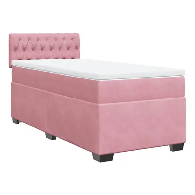 vidaXL Box Spring Bed with Mattress Bed Frame Bedstead Pink 90x200 cm Velvet