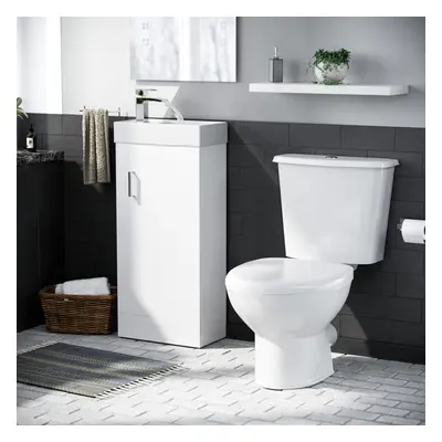 Nanuya 400mm Vanity Basin Unit & Close Coupled Toilet White