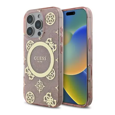 Guess IML Peony On 4G Background Case with MagSafe for iPhone Pro 6.3" Pink - GUHMP16LH4PYEEP