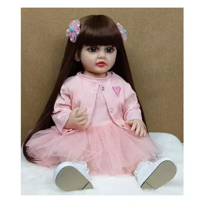 (as the picture) 22inch Reborn Baby Doll Full Body Silicone Betty Waterproof Toddler Girl Doll P