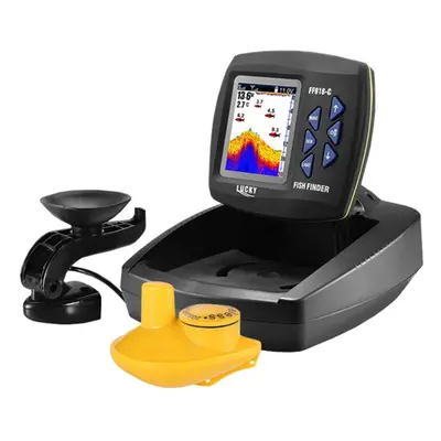 (black, Wireless & Wired) Fish Finder Wired Transducer Sensor Fishfinder Degrees Underwater Fish