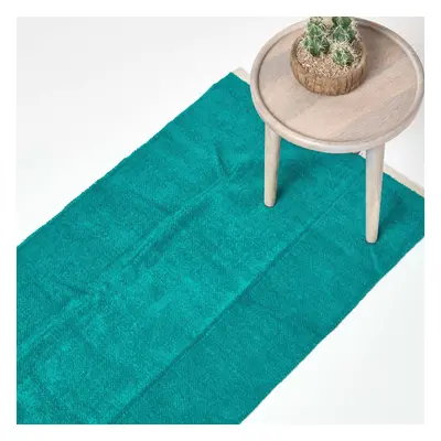 (66 x cm, Teal Green) Chenille Plain Cotton Rug