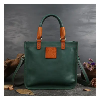 (green) Johnature Genuine Leather Luxury Handbags Women Bags Designer Vintage Natural Cowhide Ca