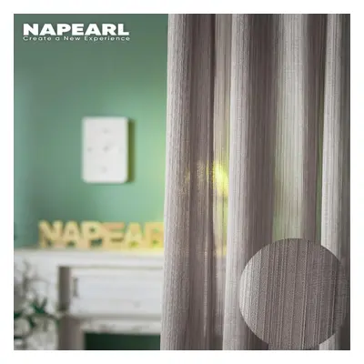 (brown, W300cm x L270cm) 1pc Napearl Modern Elegant Solid Color Sheer Curtain Bedroom Soft Textu