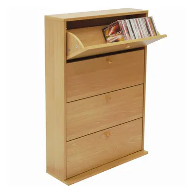 CD - Tilting Drawer Media CD Storage Cupboard - Beech