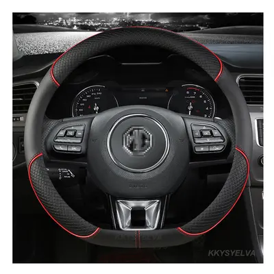 (RED D SHAPE) Microfiber Leather Car Steering Wheel Cover 38cm 15" For MG 5 HS ZS