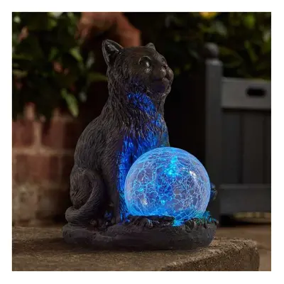 Solar Garden Cat with solar Sphere Ornament -Mystic Mog Solar light