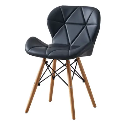 (Black) MOF Dining Chairs Wood Legs & Comfortable Padded