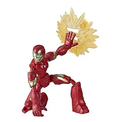 Marvel Avengers Bend And Flex Action Figure Toy, 15-cm Flexible Iron Man Figure, Includes Blast 