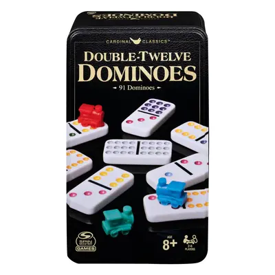 Double Twelve Dominoes Set in Storage Tin, for Families and Kids Ages and up