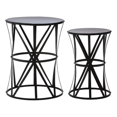 Premier Housewares Avantis Cross Design Black Tables