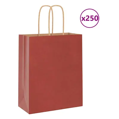 (red, x x cm) vidaXL Paper Bags pcs with Handles Brown 21x11x36 cm Paper Grocery Bag