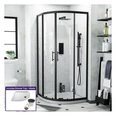 Saturn Black Framed Quadrant x Corner Shower Enclosure & Tray