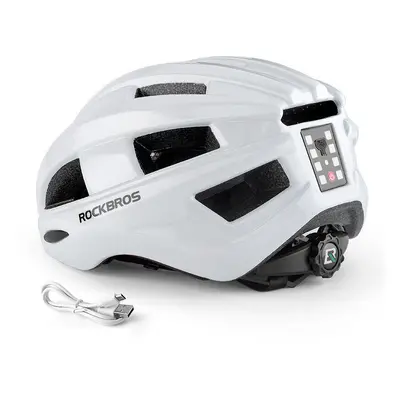 (White) Cycling Helmet With Tail Light USB Charging Three Modes Of Light-Emitting Adjustable Mou