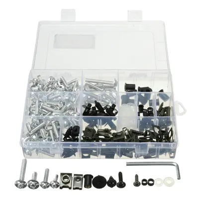 (Silver) 251pcs Fairing Bolt Kit Motorcycle Sportbike Body Fasteners Clip Screws Set