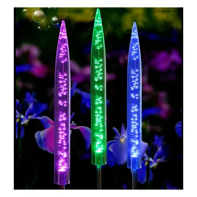 2Pcs LED Solar Light Powered Bubble RGB Light Color Changing Lawn Lamp Garden Decor