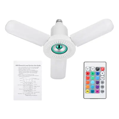 (Green) AC85-265V E27 36W LED Light with bluetooth Speaker Remote Control Color Change Lighting 