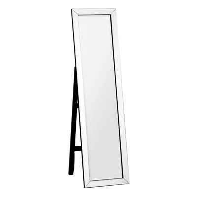 Premier Housewares Vintage Floor Standing White Chic Mirror Rounded And Bevelled Design Floor Mi