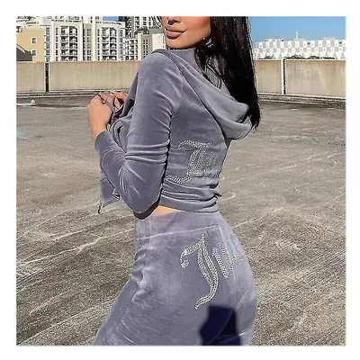 (Women Velvet Juicy Tracksuit Couture Tracksuit Two Piece Set Couture Sweatsuits) Women Velvet J