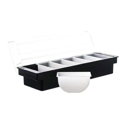 Plastic Condiment Dispenser Compartment Black | Bar Condiment Holder, Cocktail Garnish Tray